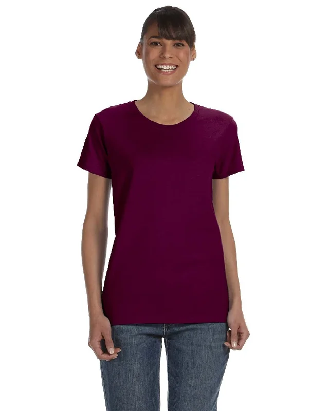 Gildan Ladies Lightweight 100% Cotton T-Shirt | Maroon Rayon Fabric Velvet Fabric Corduroy Fabric