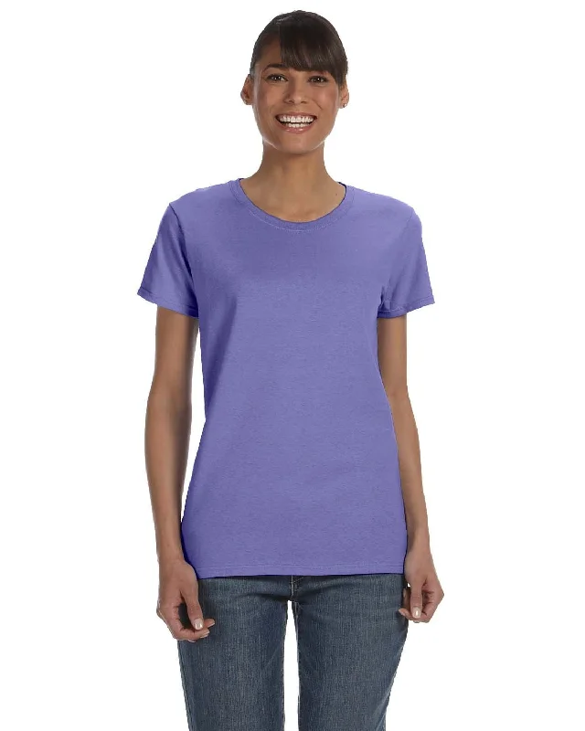 Gildan Ladies Lightweight 100% Cotton T-Shirt | Violet Front Pockets Side Pockets Patch Pockets