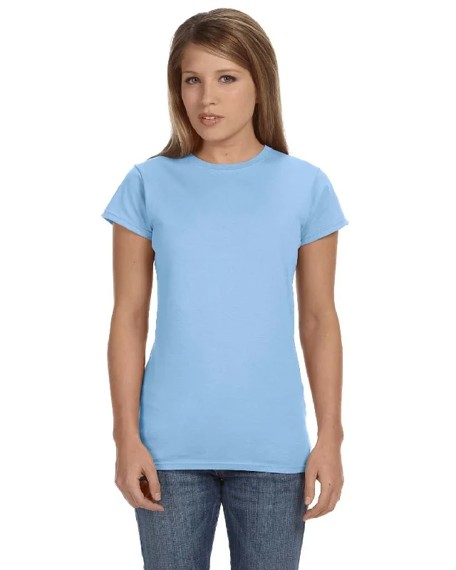 Gildan Ladies SoftStyle T-Shirt | Light Blue Iron Safe Non-Iron Wrinkle Free