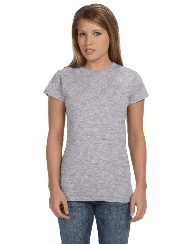 Gildan Ladies SoftStyle T-Shirt | Rs Sport Grey Striped Floral Plaid