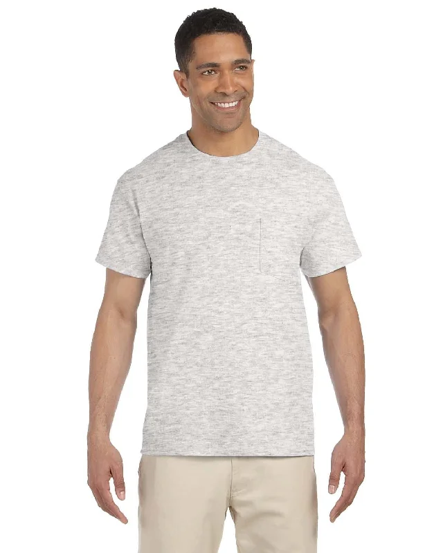 Gildan Ultra Cotton Pocket T-Shirt | Ash Grey Nylon Fabric Polyester Fabric Spandex Fabric