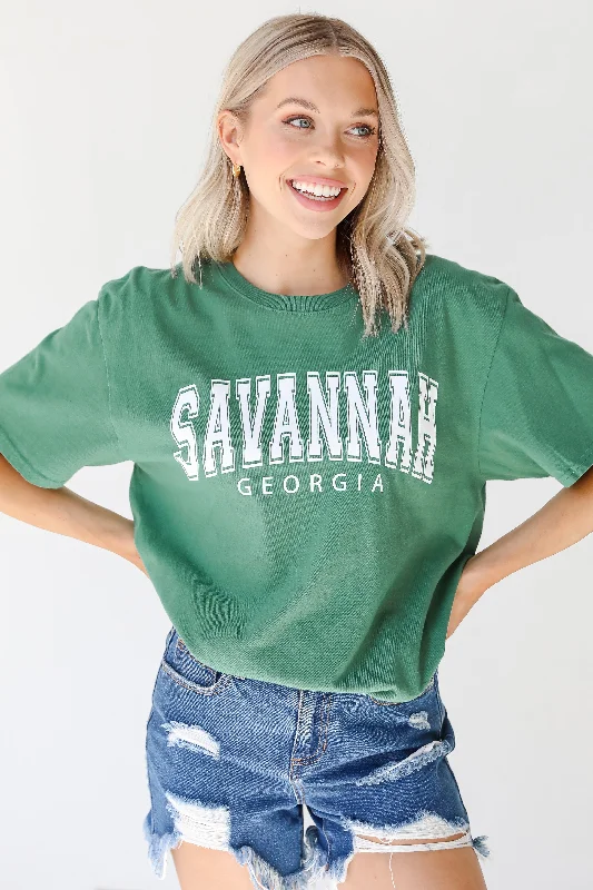 Green Savannah Georgia Tee Print Jacquard Patchwork