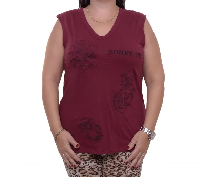 Guess Womens Embroidered Sleeveless Graphic Tee Front Pockets Side Pockets Patch Pockets