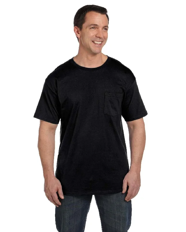 Hanes Beefy-T Pocket T-Shirt | Black Rayon Fabric Velvet Fabric Corduroy Fabric