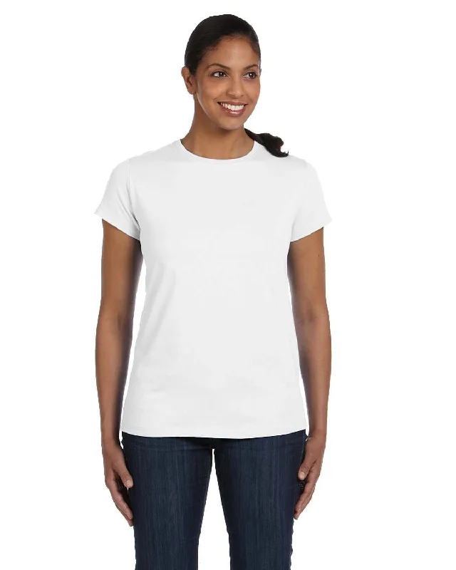 Hanes Ladies ComfortSoft Cotton T-Shirt | White Polka Dot Checkered Tartan