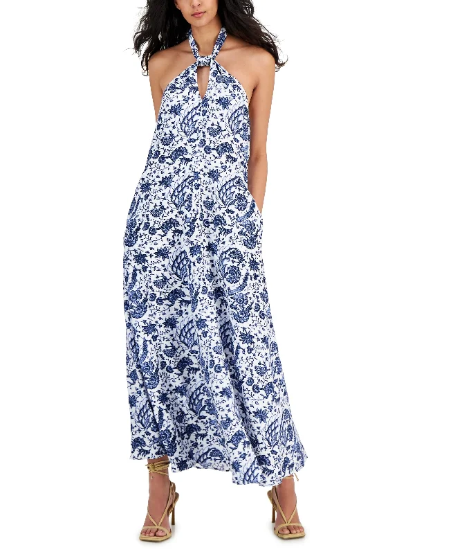 INC International Concepts Womens Printed Halter Maxi Dress Stylish Button-Up Maxi Dress INC International Concepts Womens Printed Halter Maxi Dress Stylish Button-Up Maxi Dress