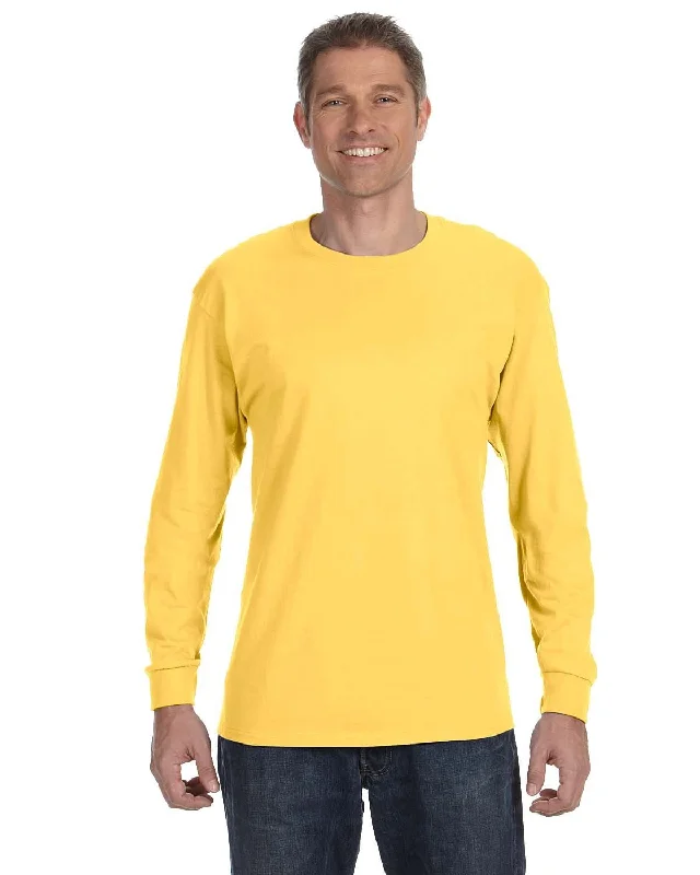 Jerzees DRI-POWER ACTIVE Long Sleeve T-Shirt | Island Yellow Wool Fabric Cashmere Fabric Tweed Fabric