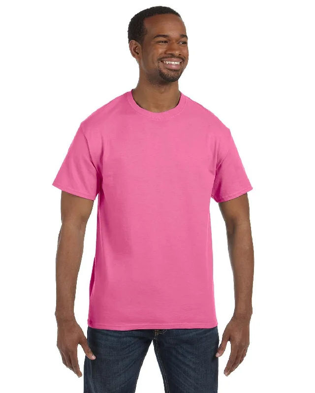 Jerzees Heavyweight 50/50 T-Shirt | Neon Pink Front Pockets Side Pockets Patch Pockets