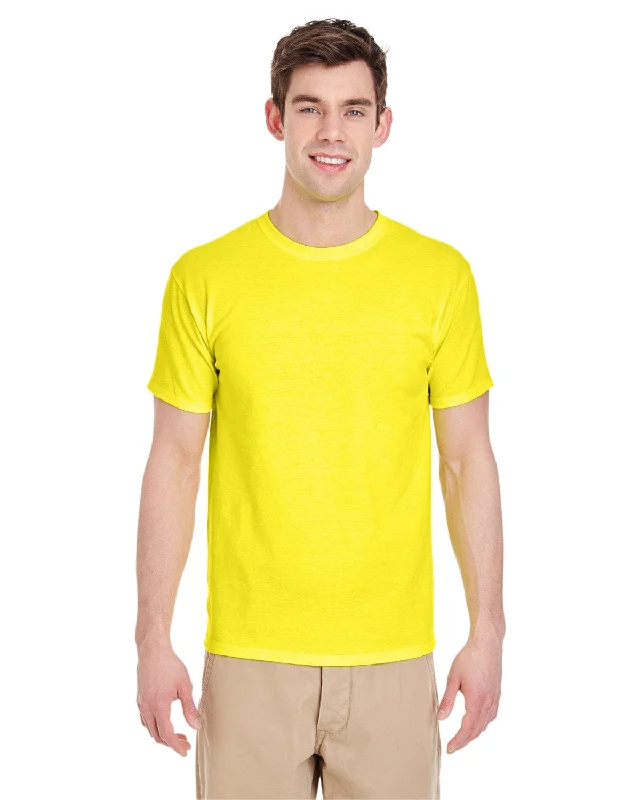 Jerzees Heavyweight 50/50 T-Shirt | Neon Yellow Iron Safe Non-Iron Wrinkle Free