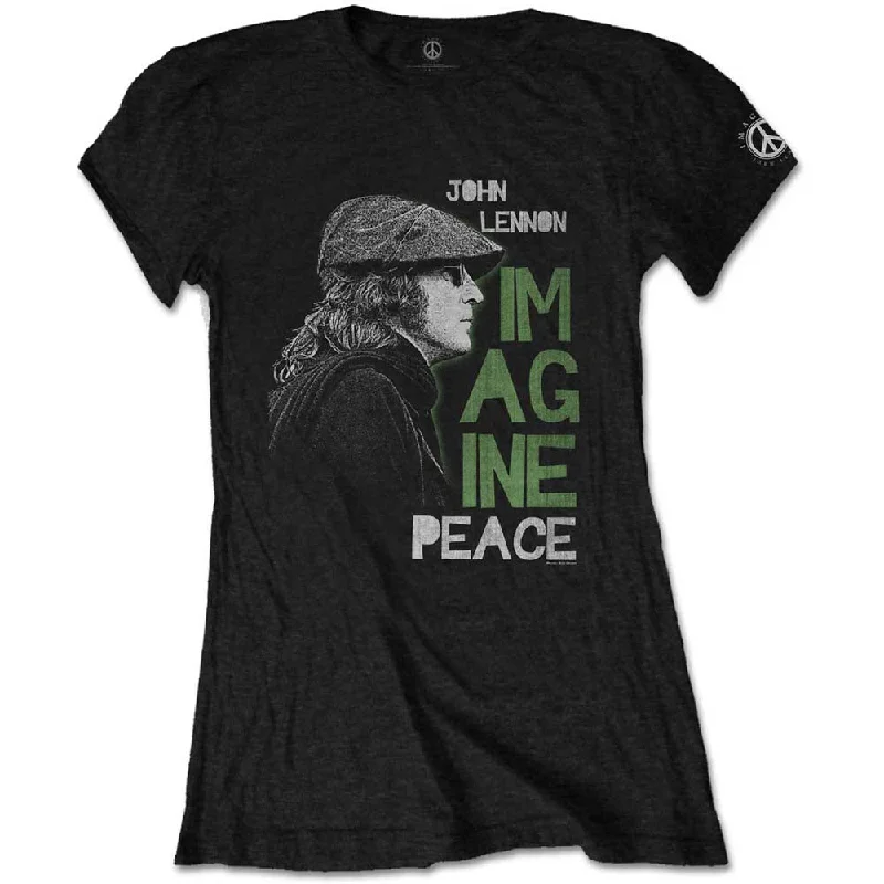 John Lennon Ladies T-Shirt: Imagine Peace Sequined Glittery Shiny