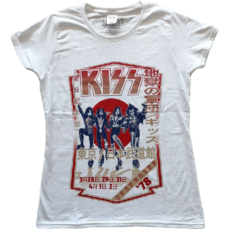 KISS Ladies T-Shirt: Destroyer Tour '78 Print Jacquard Patchwork