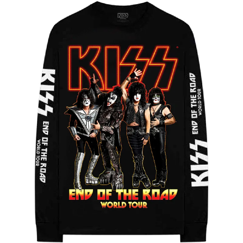 KISS | Official Band Long Sleeved T-Shirt | End Of The Road Tour (Back & Arm Print) Satin Fabric Silk Fabric Chiffon Fabric KISS | Official Band Long Sleeved T-Shirt | End Of The Road Tour (Back & Arm Print) Satin Fabric Silk Fabric Chiffon Fabric