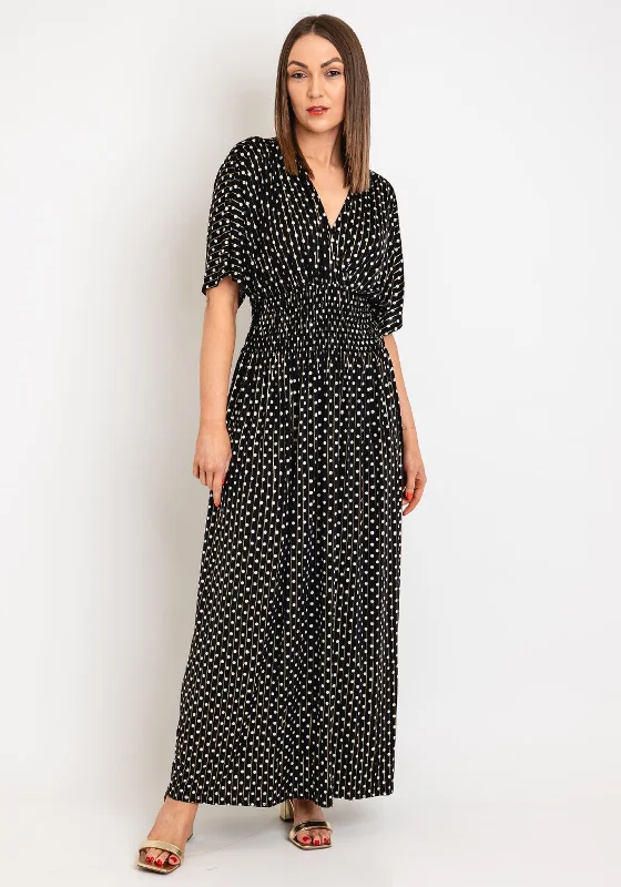 Serafina Collection One Size Polka Dot Maxi Dress, Black Comfortable Ruffle Hem Maxi Dress Serafina Collection One Size Polka Dot Maxi Dress, Black Comfortable Ruffle Hem Maxi Dress