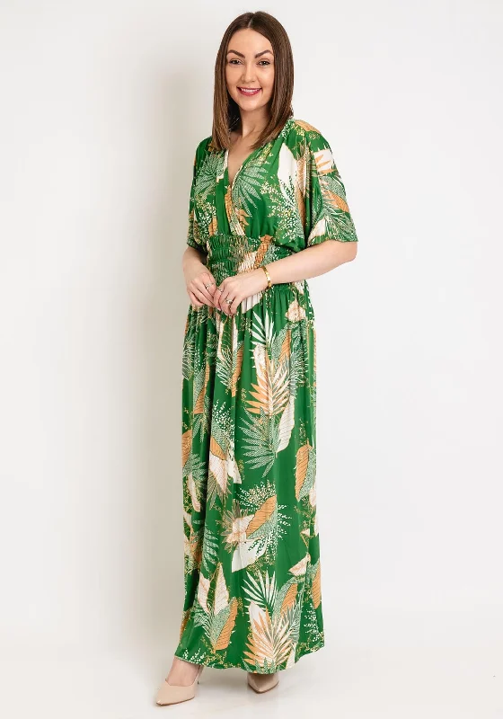 Serafina Collection One Size Leaf Print Maxi Dress, Green Classic Strapless Maxi Dress Serafina Collection One Size Leaf Print Maxi Dress, Green Classic Strapless Maxi Dress
