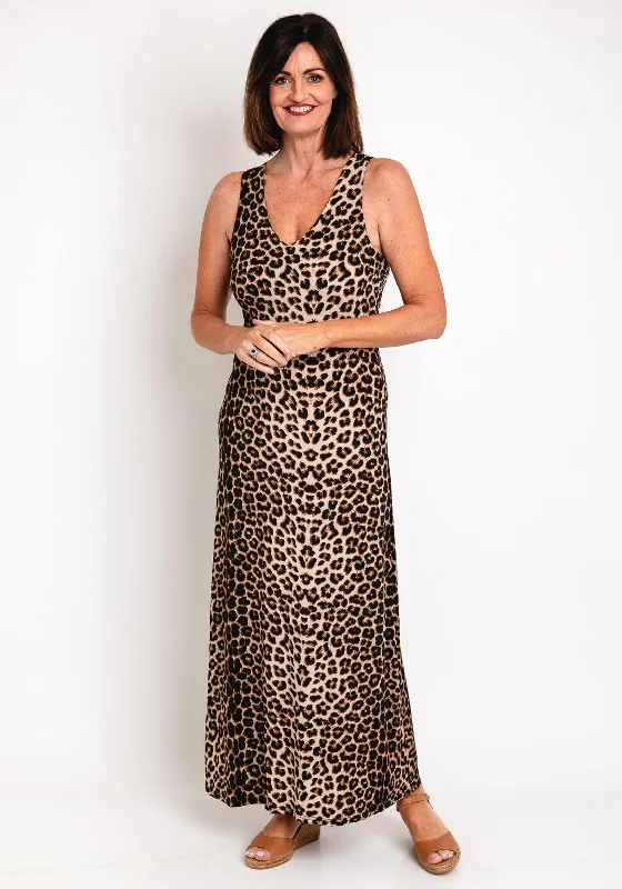 Serafina Collection One Size Leopard Print Maxi Dress, Brown Fashionable Button-Down Maxi Dress Serafina Collection One Size Leopard Print Maxi Dress, Brown Fashionable Button-Down Maxi Dress