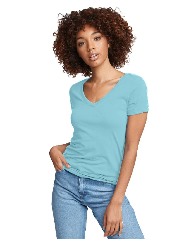 Next Level Ladies Ideal V-Neck Tee | Tahiti Blue Fitted T-Shirt Seamless Stretchy