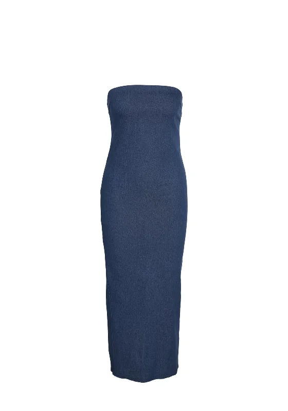 Noisy May Erica Slim Pencil Maxi Dress, Dark Blue Denim Fashionable Chiffon Tiered Maxi Dress Noisy May Erica Slim Pencil Maxi Dress, Dark Blue Denim Fashionable Chiffon Tiered Maxi Dress