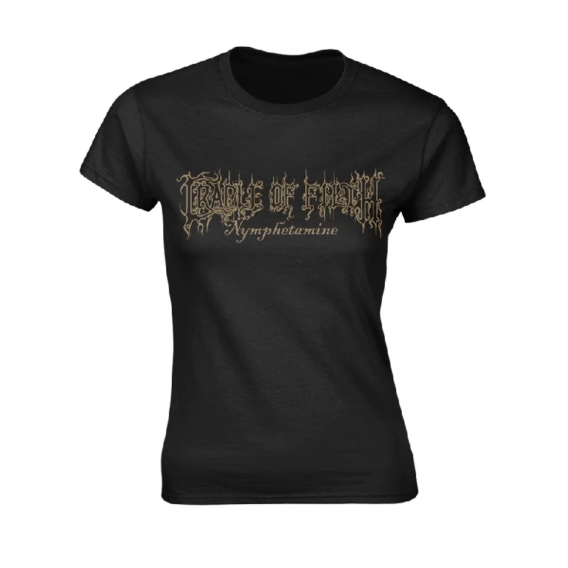 Cradle Of Filth Ladies T-shirt: Nymph Logo (back print) Mesh Blend Leather Blend Suede Blend