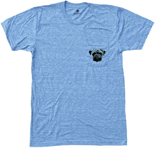 Pugalicious Pocket Tee - TriBlue Sequined Glittery Shiny