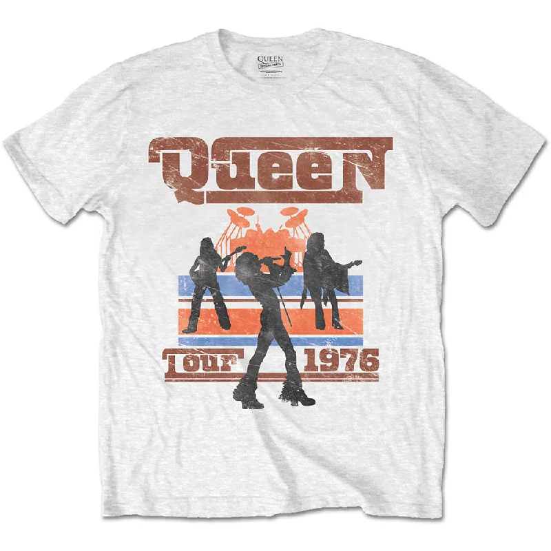 Queen | Official Band T-shirt | 1976 Tour Silhouettes Notch Collar Peter Pan Collar Cowl Neck Queen | Official Band T-shirt | 1976 Tour Silhouettes Notch Collar Peter Pan Collar Cowl Neck