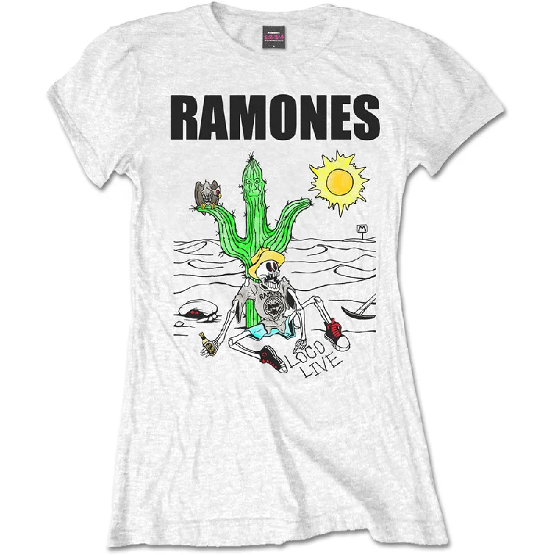 Ramones Ladies T-Shirt: Loco Live Jersey Fabric Tulle Fabric Batik Fabric