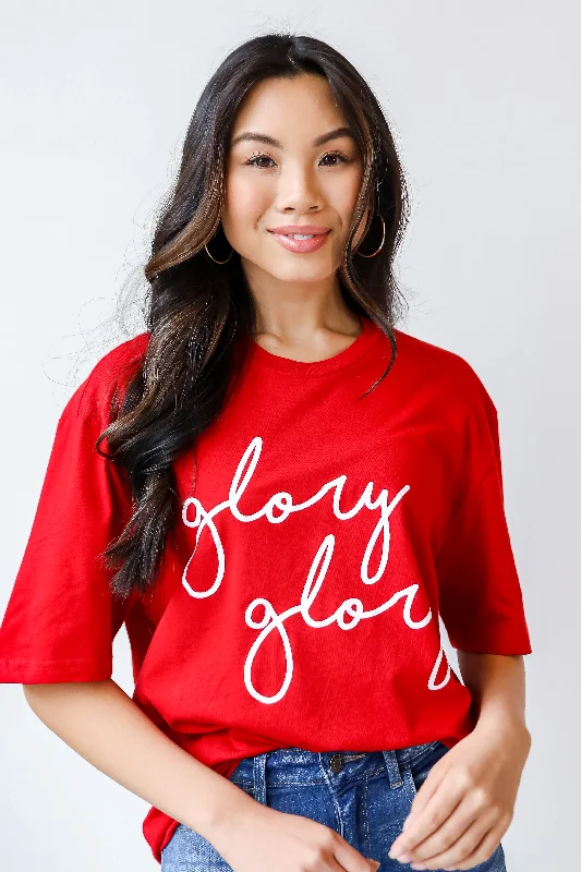 Red Glory Glory Script Tee Seamless Knitted Crochet