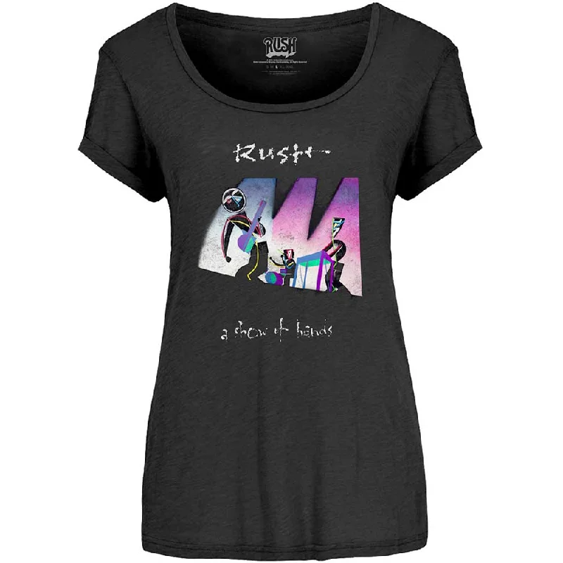 Rush Ladies T-Shirt: Show of Hands (Scoop Neck) Boxy Fit Fitted Loose