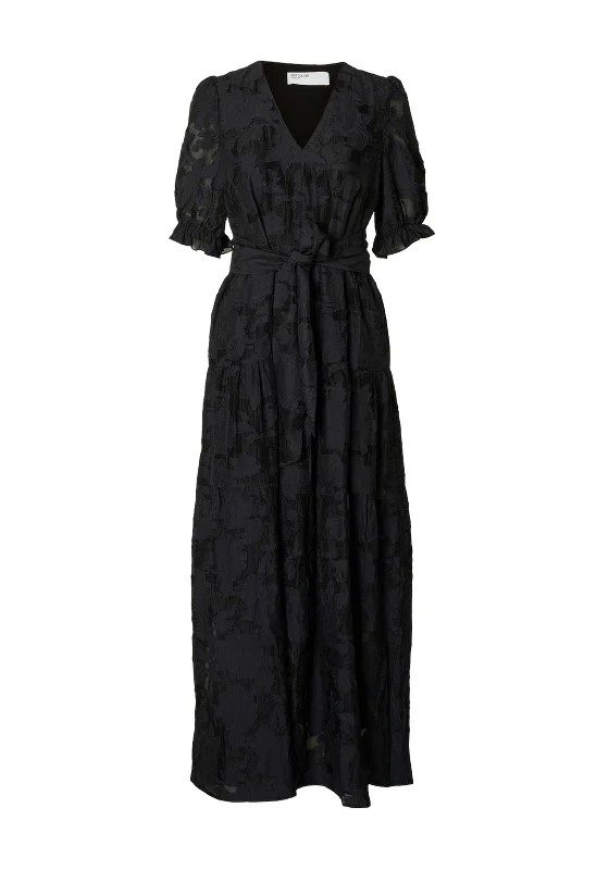 Selected Femme Cathi-Sadie Floral Embossed Maxi Dress, Dark Sapphire Elegant Maxi Dress with Lace Selected Femme Cathi-Sadie Floral Embossed Maxi Dress, Dark Sapphire Elegant Maxi Dress with Lace