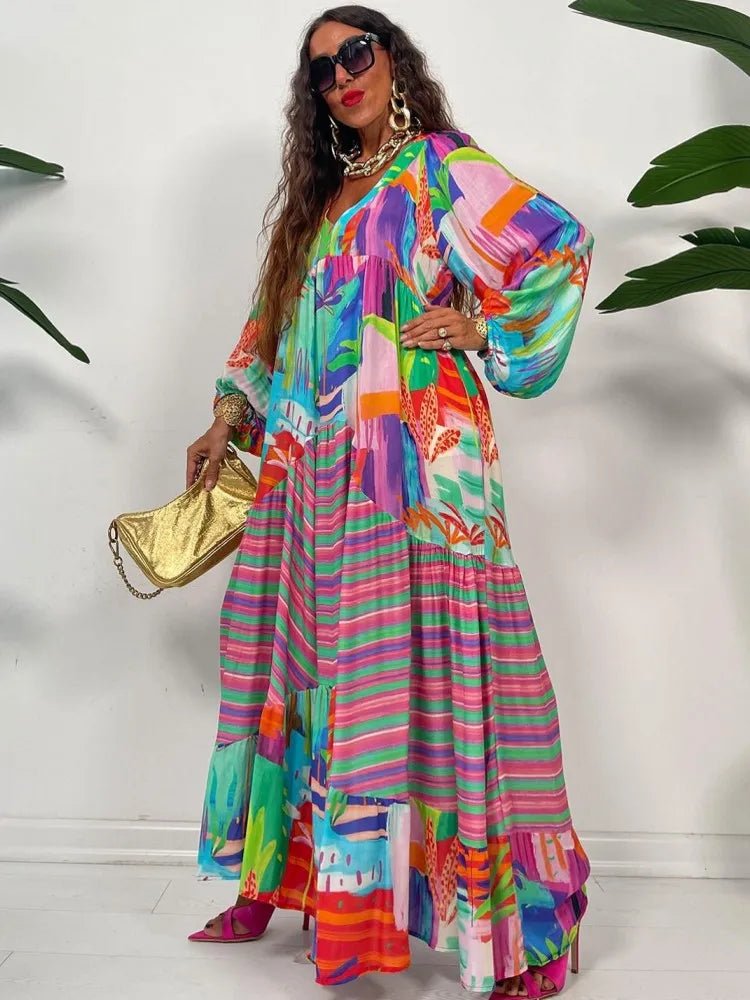Autumn African Dashiki Maxi Dress for Women – Stylish Abaya-Inspired Print Dress Chic Boho Print Maxi Dress Autumn African Dashiki Maxi Dress for Women – Stylish Abaya-Inspired Print Dress Chic Boho Print Maxi Dress