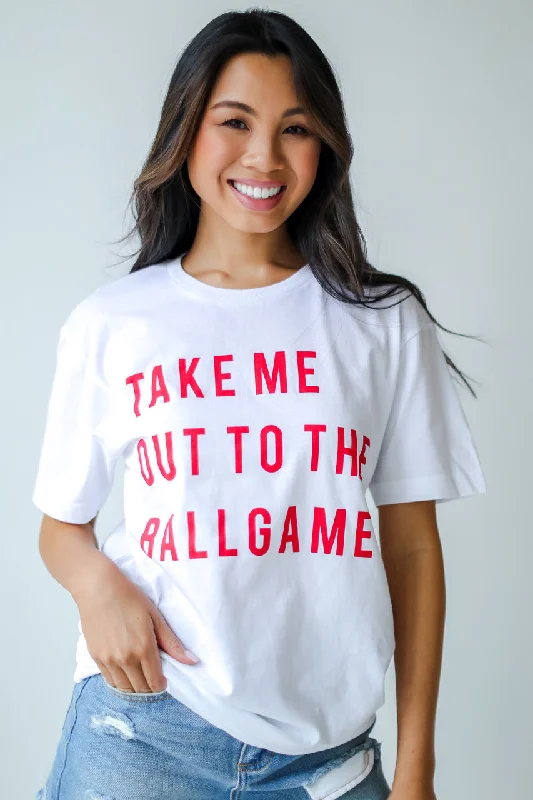 Take Me Out To The Ballgame Tee Collared T-Shirt Boat Neck A-Line