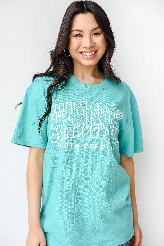 Teal Charleston South Carolina Tee Spandex Blend Rayon Blend Denim Blend