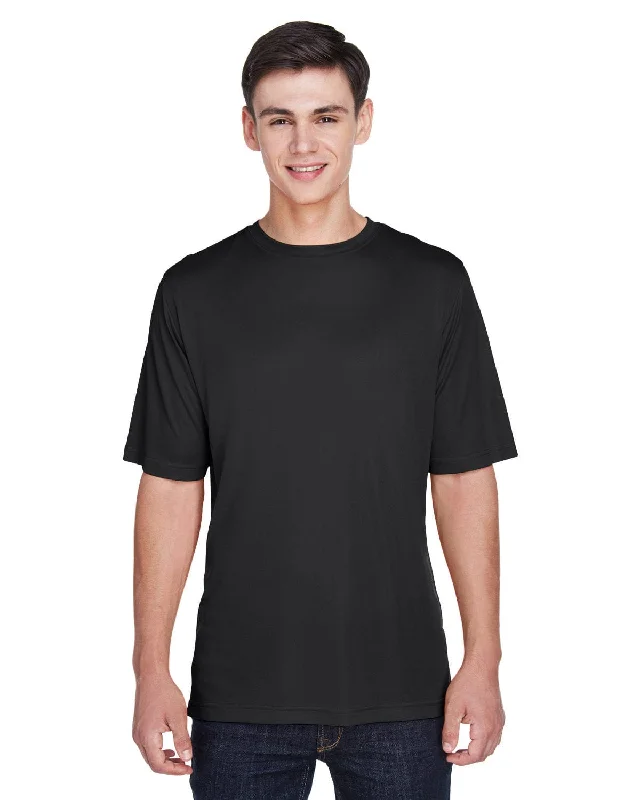 Team 365 Mens Zone Performance T-Shirt | Black Collared Crew Neck Turtle Neck