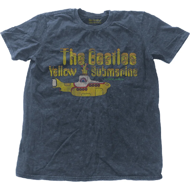 The Beatles Unisex Fashion T-Shirt: Yellow Submarine Nothing Is Real (Snow Wash) Real Fur Shearling Chenille