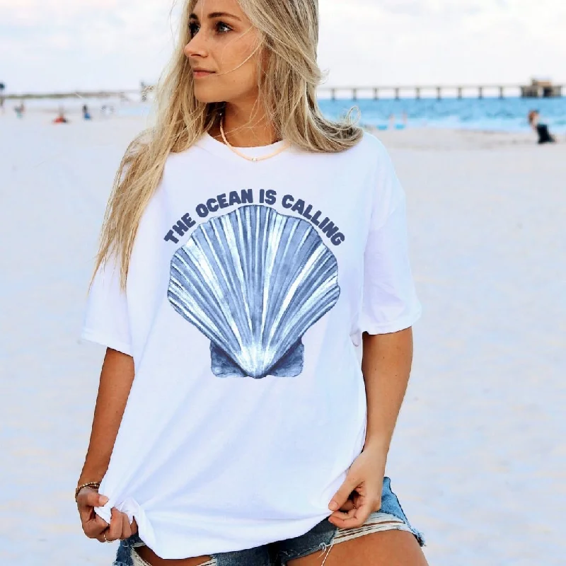 The Ocean is Calling Beach Seashell Tee - Watercolor Beach Tee - Seashell Tee - Mermaidcore - Ocean Aesthetic - Bella Canvas Unisex Tee Solid Print Embellished The Ocean is Calling Beach Seashell Tee - Watercolor Beach Tee - Seashell Tee - Mermaidcore - Ocean Aesthetic - Bella Canvas Unisex Tee Solid Print Embellished