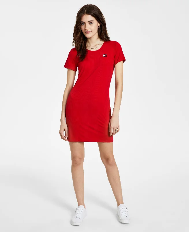 Tommy Jeans Ribbed T-Shirt Dress Handmade Hand-knitted Hand-woven