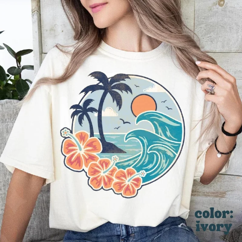Tropical Waves Beach Tee - Summer Aesthetic - Hawaiian Beach Tee - Oversized Beach Girls Tee - Comfort Colors Unisex Tee Thin T-Shirt Open Front Quick Dry Tropical Waves Beach Tee - Summer Aesthetic - Hawaiian Beach Tee - Oversized Beach Girls Tee - Comfort Colors Unisex Tee Thin T-Shirt Open Front Quick Dry