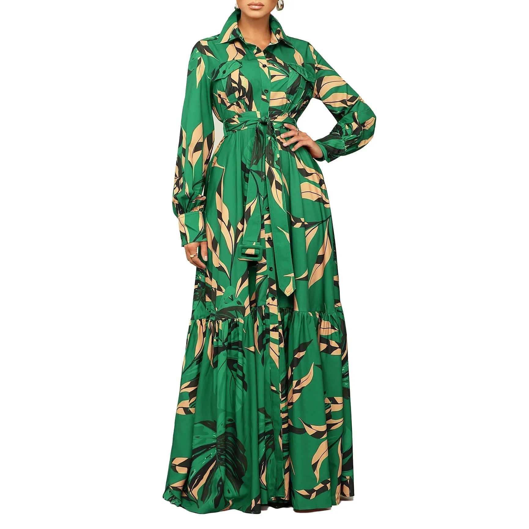 Vibrant Dashiki African Maxi Dress: Red Green Polyester Spring Long Sleeve V-neck Print Cozy Knit Maxi Dress Vibrant Dashiki African Maxi Dress: Red Green Polyester Spring Long Sleeve V-neck Print Cozy Knit Maxi Dress