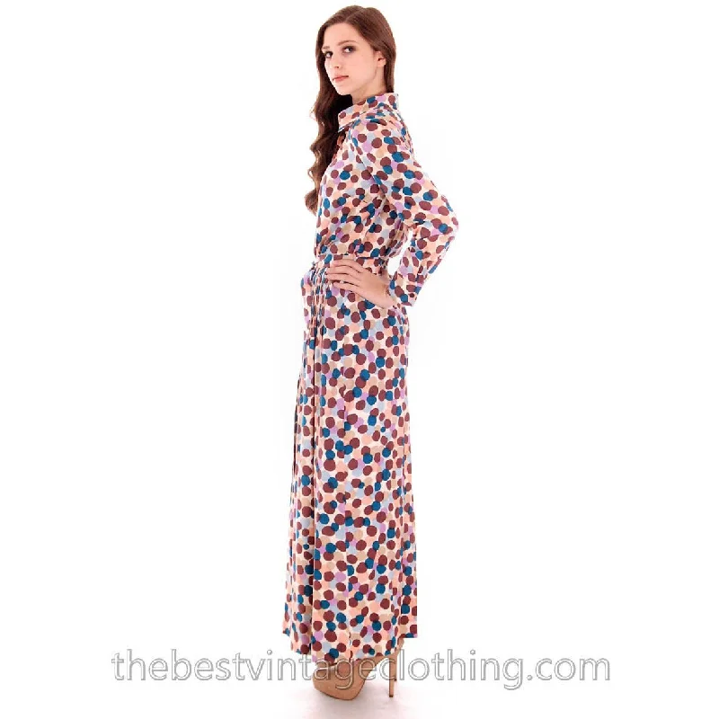 Vintage 1974 Marimekko Designer Maxi Dress Bubble Print 40/12 Polka Dots Cotton Fashionable Sleeveless Maxi Dress Vintage 1974 Marimekko Designer Maxi Dress Bubble Print 40/12 Polka Dots Cotton Fashionable Sleeveless Maxi Dress