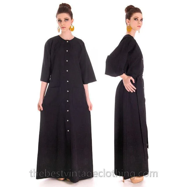 Vintage Rare Vuokko Black Circle Motif Finest Wool Voile Maxi Dress 1970s M 38 Stylish V-Neck Maxi Dress Vintage Rare Vuokko Black Circle Motif Finest Wool Voile Maxi Dress 1970s M 38 Stylish V-Neck Maxi Dress