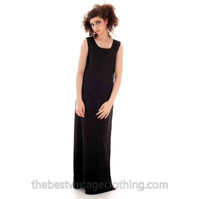 Vintage Vuokko Suomi Finland Fine Wool Column Maxi Dress Black M Minimalist Fashionable Sleeveless Maxi Dress Vintage Vuokko Suomi Finland Fine Wool Column Maxi Dress Black M Minimalist Fashionable Sleeveless Maxi Dress