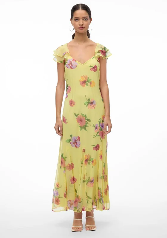 Vero Moda Milla Floral Frill Maxi Dress, Mellow Green & Silja Stylish Off-Shoulder Maxi Dress Vero Moda Milla Floral Frill Maxi Dress, Mellow Green & Silja Stylish Off-Shoulder Maxi Dress