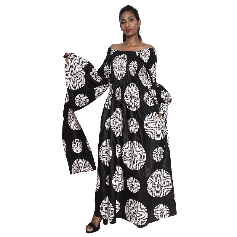 Women's PLUS SIZE Off Shoulder Smocking Bell Sleeve Maxi Dress -- FI-50081 Fashionable Layered Maxi Dress Women's PLUS SIZE Off Shoulder Smocking Bell Sleeve Maxi Dress -- FI-50081 Fashionable Layered Maxi Dress