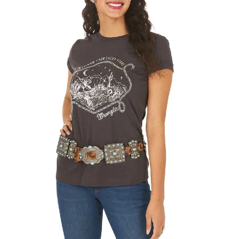 Wrangler Women's Retro Lucky Stars Graphic T-Shirt Welt Pockets Slit Pockets Flap Pockets Wrangler Women's Retro Lucky Stars Graphic T-Shirt Welt Pockets Slit Pockets Flap Pockets
