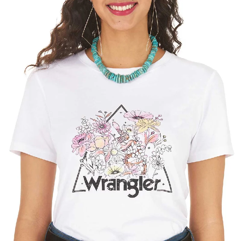Wrangler Women's Retro Wildflower Graphic T-shirt Zippered Front Buttoned Front Snap Front Wrangler Women's Retro Wildflower Graphic T-shirt Zippered Front Buttoned Front Snap Front