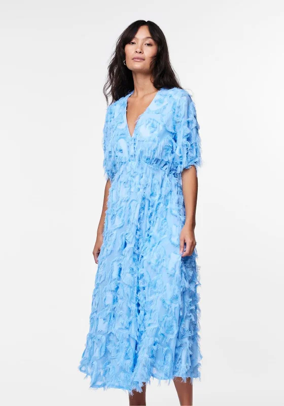 Y.A.S Pazylla Feathered A Line Maxi Dress, Alaskan Blue Trendy Floral Print Maxi Dress Y.A.S Pazylla Feathered A Line Maxi Dress, Alaskan Blue Trendy Floral Print Maxi Dress