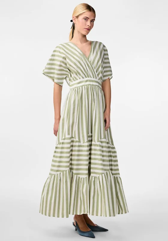 Y.A.S Roos Long Multi Striped Maxi Dress, Star White & Olive Green Elegant Maxi Dress with Pockets Y.A.S Roos Long Multi Striped Maxi Dress, Star White & Olive Green Elegant Maxi Dress with Pockets