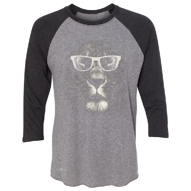 Zexpa Apparelâ„¢ Lion With Glasses 3/4 Sleevee Raglan Tee Graphic Cool Wild Animal Tee Spandex Blend Rayon Blend Denim Blend Zexpa Apparelâ„¢ Lion With Glasses 3/4 Sleevee Raglan Tee Graphic Cool Wild Animal Tee Spandex Blend Rayon Blend Denim Blend