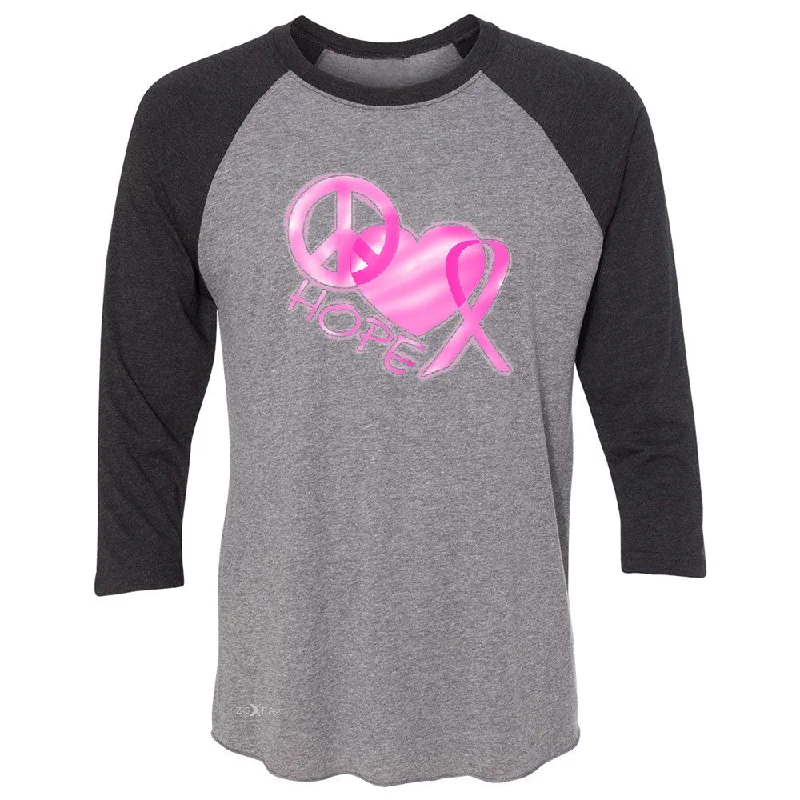 Zexpa Apparel Hope Peace Ribbon Heart 3/4 Sleevee Raglan Tee Breast Cancer Awareness Tee Satin Fabric Silk Fabric Chiffon Fabric Zexpa Apparel Hope Peace Ribbon Heart 3/4 Sleevee Raglan Tee Breast Cancer Awareness Tee Satin Fabric Silk Fabric Chiffon Fabric