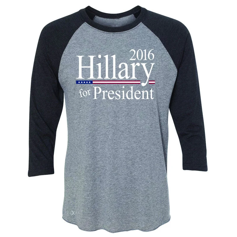 Zexpa Apparel™ Hillary for President 2016 Campaign 3/4 Sleevee Raglan Tee Politics Tee Notch Collar Peter Pan Collar Cowl Neck Zexpa Apparel™ Hillary for President 2016 Campaign 3/4 Sleevee Raglan Tee Politics Tee Notch Collar Peter Pan Collar Cowl Neck