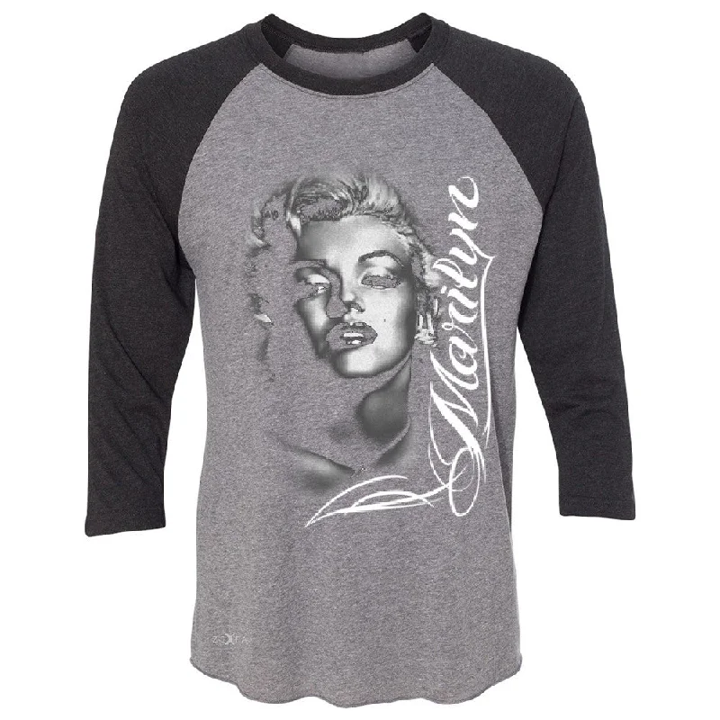 Zexpa Apparelâ„¢ Marilyn Monroe Gangster Respect 3/4 Sleevee Raglan Tee Tattoo Gun Babe Tee Elegant Classic Vintage Zexpa Apparelâ„¢ Marilyn Monroe Gangster Respect 3/4 Sleevee Raglan Tee Tattoo Gun Babe Tee Elegant Classic Vintage